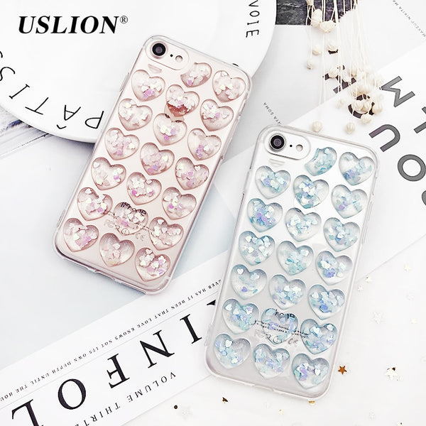 Glitter 3D Love Heart Phone Case For iPhone