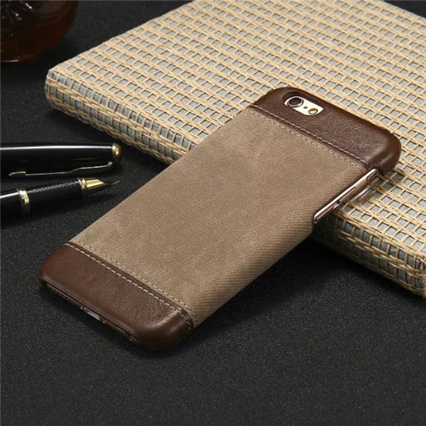 Retro Style Cloth Skin Leather Phone Cases for iPhone