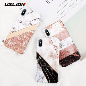 Glitter Powder Marble Phone Case For iPhone Glossy Stone Silicone Soft Back Cover