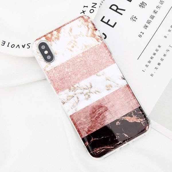 Glitter Powder Marble Phone Case For iPhone Glossy Stone Silicone Soft Back Cover