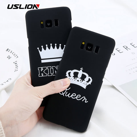 Matte KING Queen Crown Letter Cover Phone Cases For Samsung