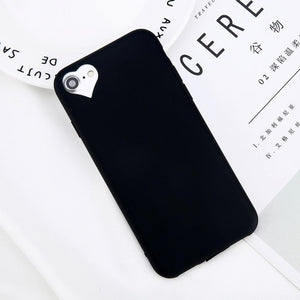 Candy Solid Color Love Heart Soft Silicone cover For iPhone