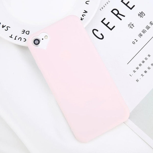 Candy Solid Color Love Heart Soft Silicone cover For iPhone