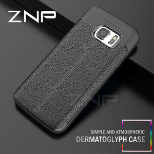 Shockproof Matte Leather Carbon Fiber Cover Case For Samsung