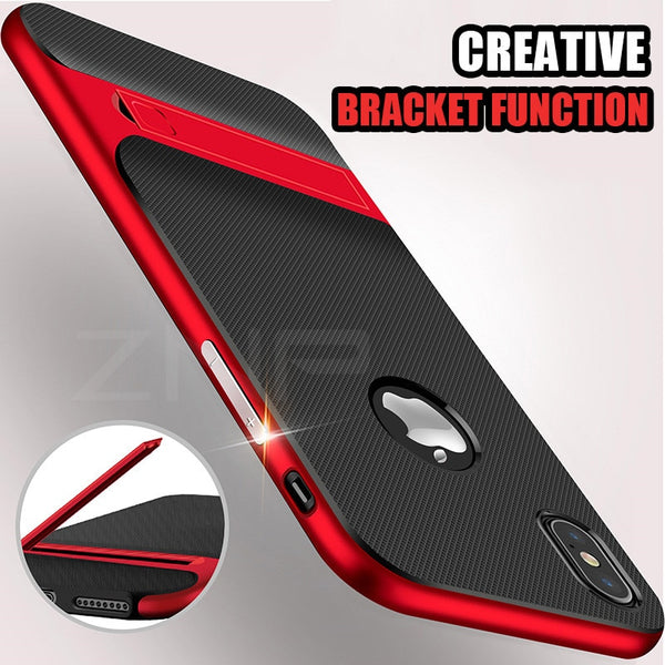 360 Protective Kickstand Shock Proof Holder Case For iPhone