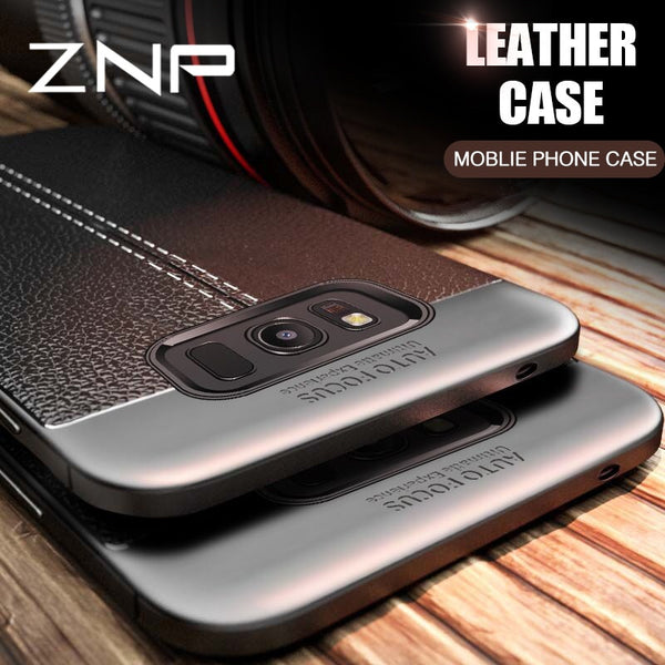 Full Cover Leather Carbon Fiber Shockproof Matte Cover For Samsung