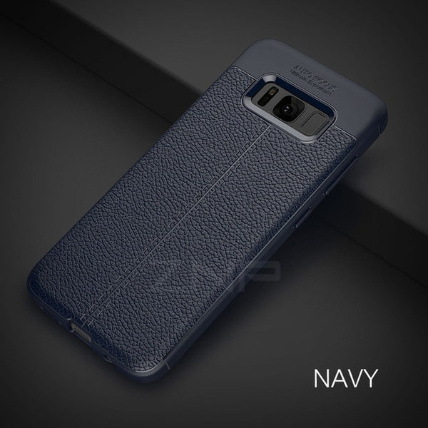 Full Cover Leather Carbon Fiber Shockproof Matte Cover For Samsung