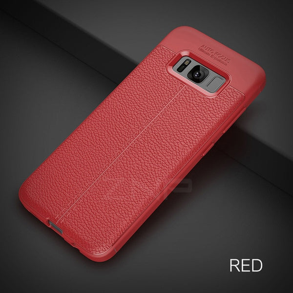 Full Cover Leather Carbon Fiber Shockproof Matte Cover For Samsung