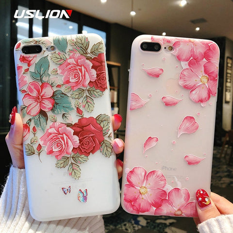 3D Relief Flower Leaves Case For iPhone