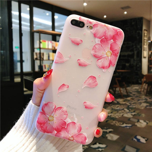 3D Relief Flower Leaves Case For iPhone