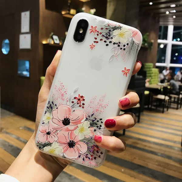 3D Relief Flower Leaves Case For iPhone