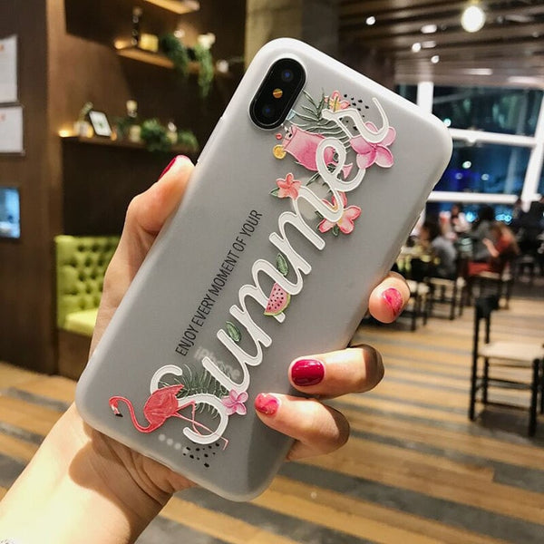 3D Relief Flower Leaves Case For iPhone