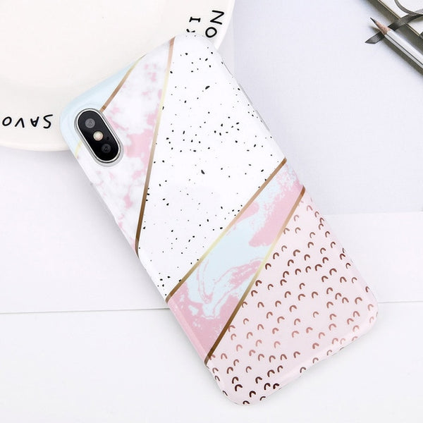 Glitter Powder Marble Phone Case For iPhone Glossy Stone Silicone Soft Back Cover