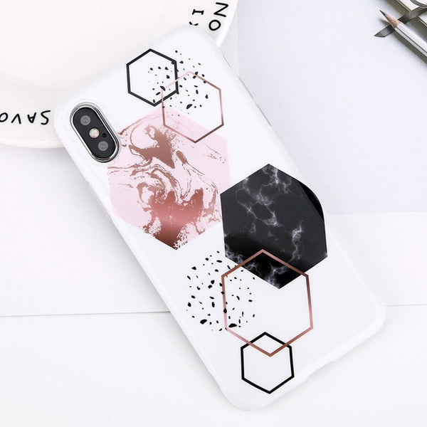 Glitter Powder Marble Phone Case For iPhone Glossy Stone Silicone Soft Back Cover