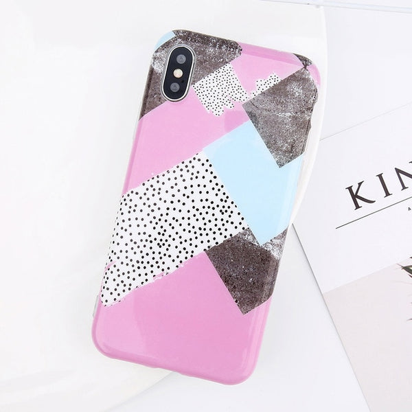 Glitter Powder Marble Phone Case For iPhone Glossy Stone Silicone Soft Back Cover