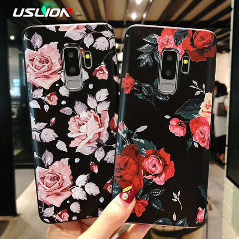 Matte Rose Floral Leaves Back Cover For Samsung