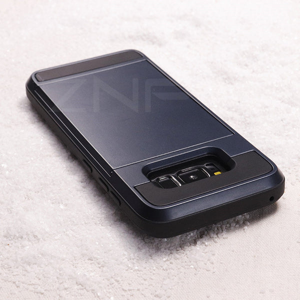 Armor Slide Card Holder Full Cover Phone Case For Samsung