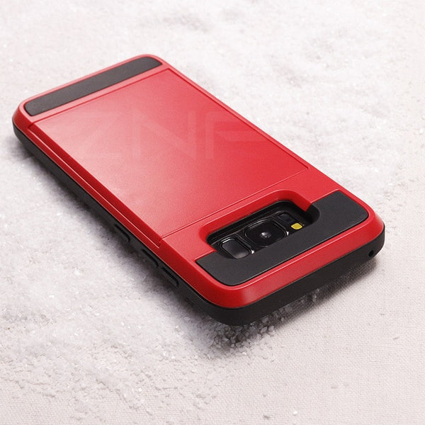 Armor Slide Card Holder Full Cover Phone Case For Samsung