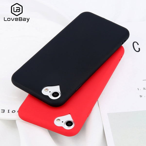 Candy Solid Color Love Heart Soft Silicone cover For iPhone