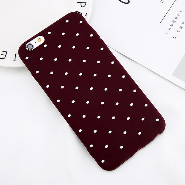 Wine Red Ploka Dots Phone Case For iPhone