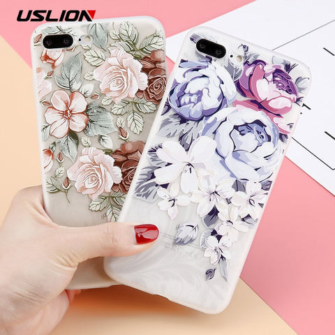 3D Relief Flower Phone Case For iPhone Soft Back Cover