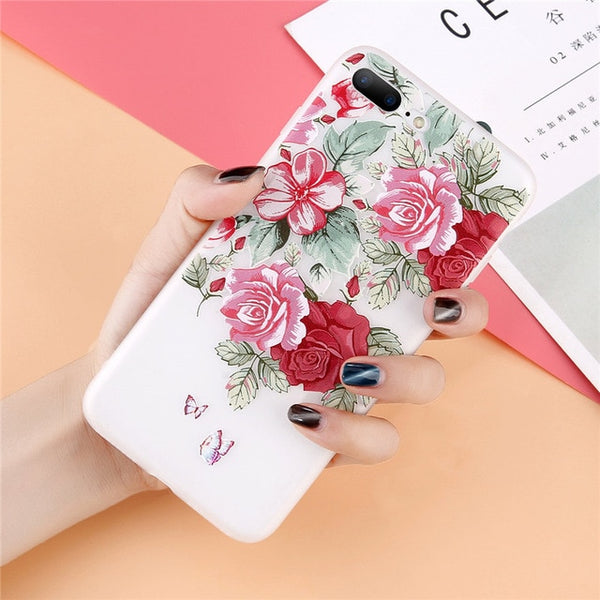 3D Relief Flower Phone Case For iPhone Soft Back Cover