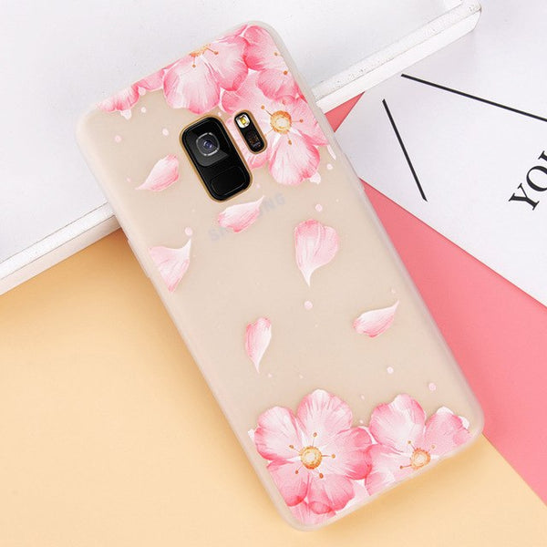 Silicone Clear Back Flower Case For Samsung