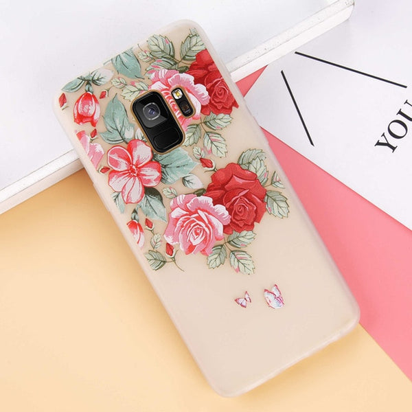 Silicone Clear Back Flower Case For Samsung