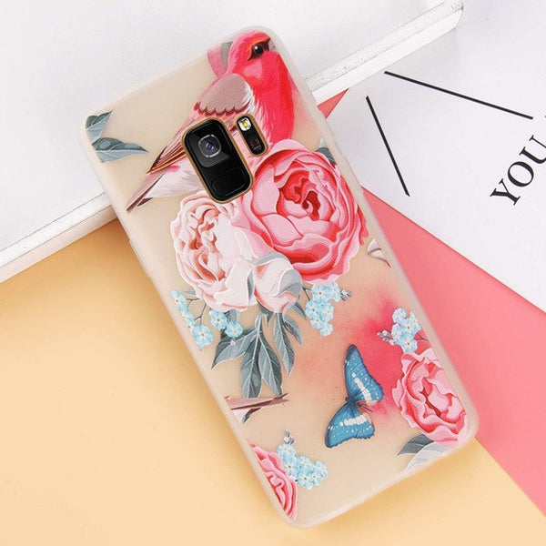 Silicone Clear Back Flower Case For Samsung