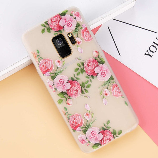 Silicone Clear Back Flower Case For Samsung