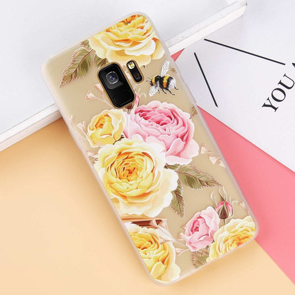 Silicone Clear Back Flower Case For Samsung