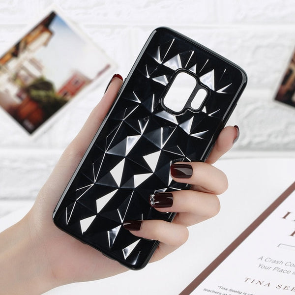 Luxury Diamond Texture Case Clear Soft For Samsung