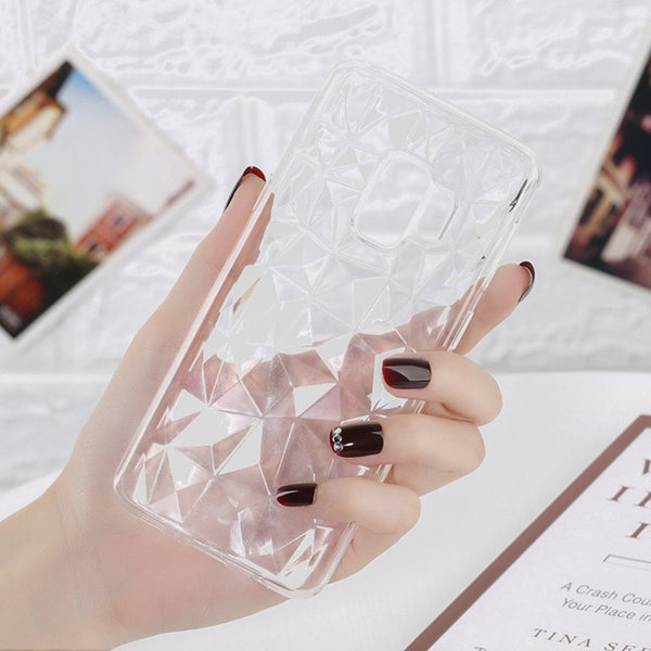 Luxury Diamond Texture Case Clear Soft For Samsung