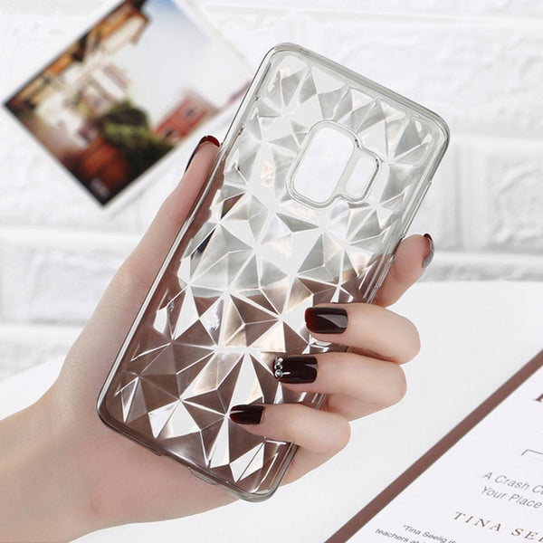 Luxury Diamond Texture Case Clear Soft For Samsung