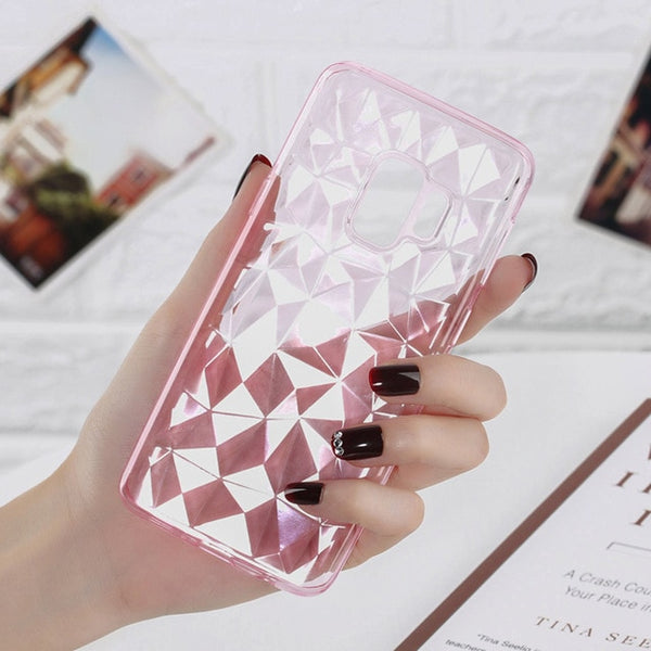 Luxury Diamond Texture Case Clear Soft For Samsung