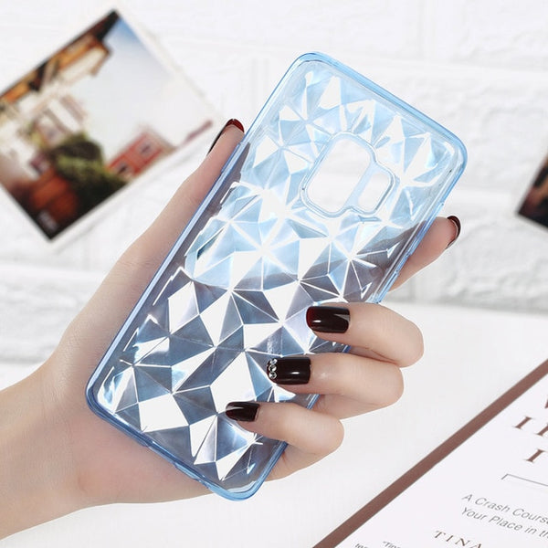 Luxury Diamond Texture Case Clear Soft For Samsung