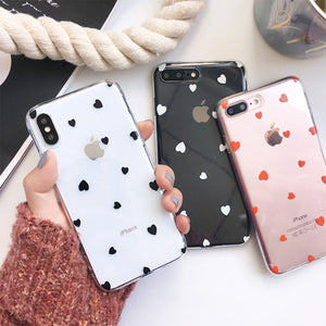 Cartoon Love Heart Clear Ultra Thin Soft Case For iPhone