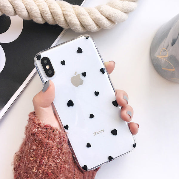 Cartoon Love Heart Clear Ultra Thin Soft Case For iPhone