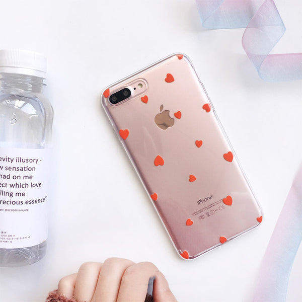 Cartoon Love Heart Clear Ultra Thin Soft Case For iPhone