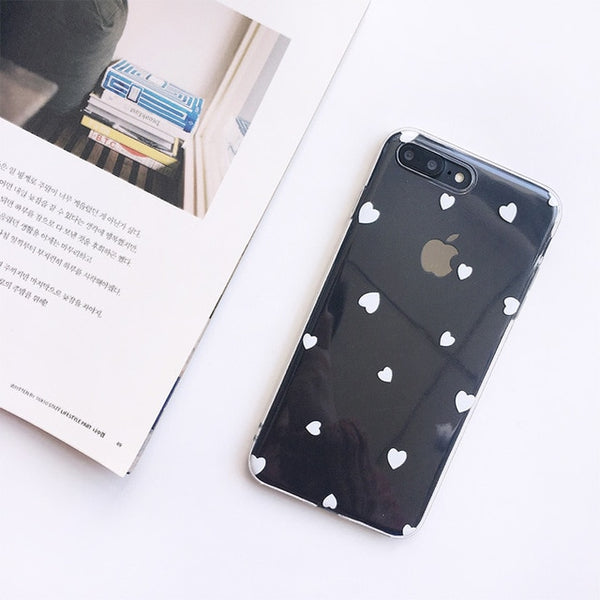 Cartoon Love Heart Clear Ultra Thin Soft Case For iPhone