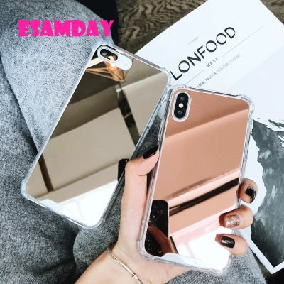 Luxury Mirror Electroplating Soft Shockproof Cases For iPhone