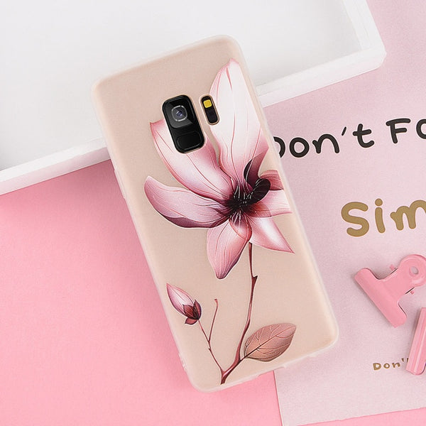 Fashion Cute Relief Lotus Flower Soft Phone Case For Samsung