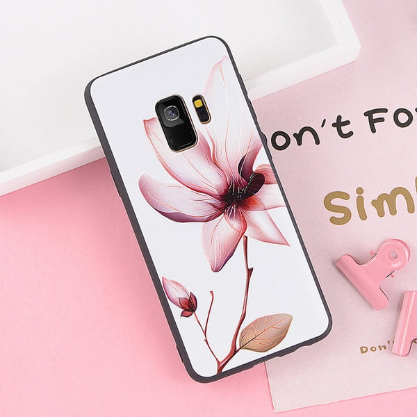 Fashion Cute Relief Lotus Flower Soft Phone Case For Samsung