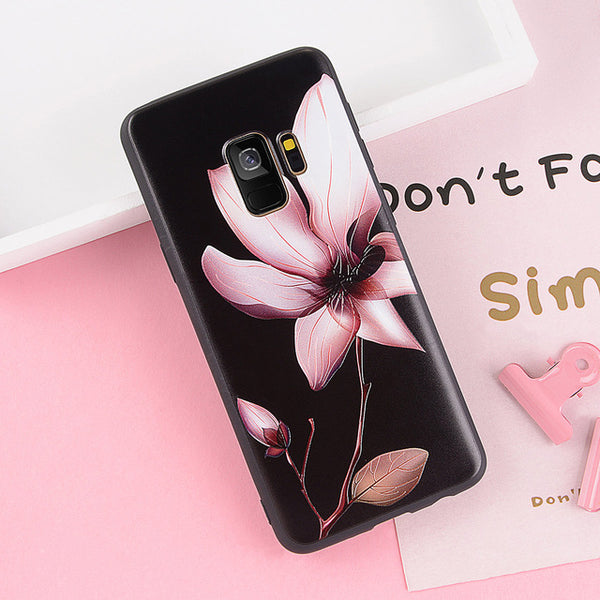 Fashion Cute Relief Lotus Flower Soft Phone Case For Samsung