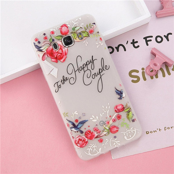 3D Relief Flower Bird Soft  Case For Samsung