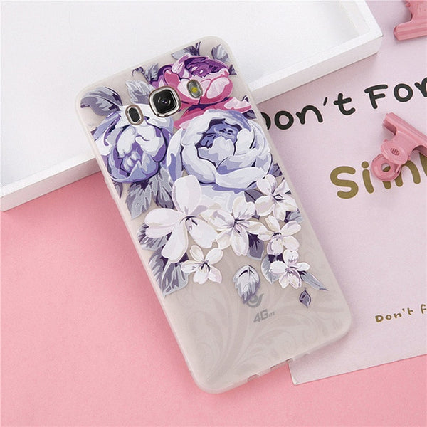 3D Relief Flower Bird Soft  Case For Samsung