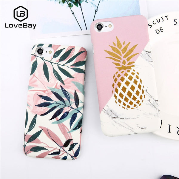 Cartoon Leaf Flower Geometry Pineapple Hard case For iPhone