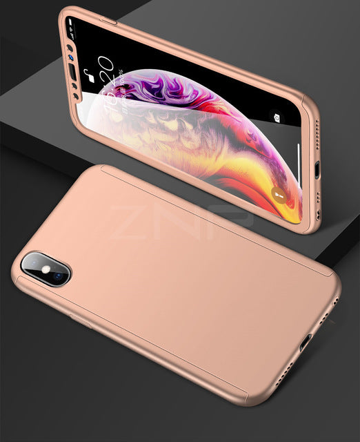 360 Full Cover PC Phone Case For iPhone With Tempered Glass