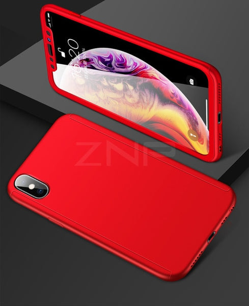 360 Full Cover PC Phone Case For iPhone With Tempered Glass