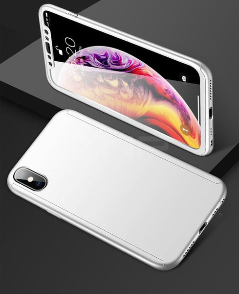 360 Full Cover PC Phone Case For iPhone With Tempered Glass